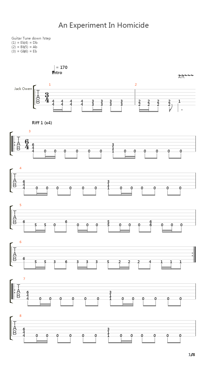 An Experiment In Homicide吉他谱