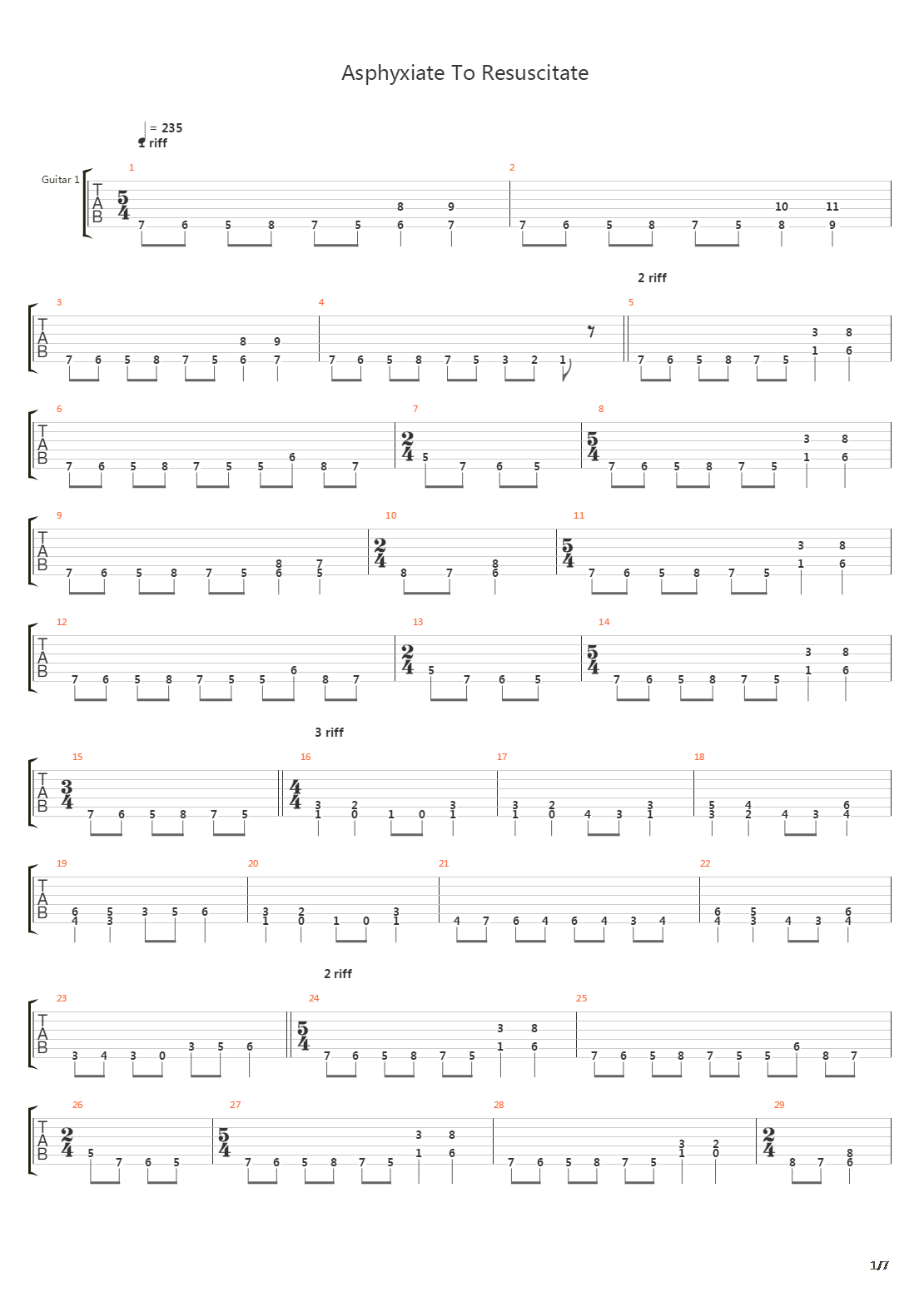 Asphyxiate To Resuscitate吉他谱