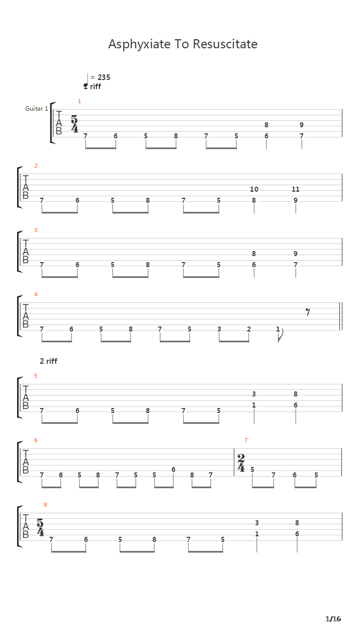Asphyxiate To Resuscitate吉他谱