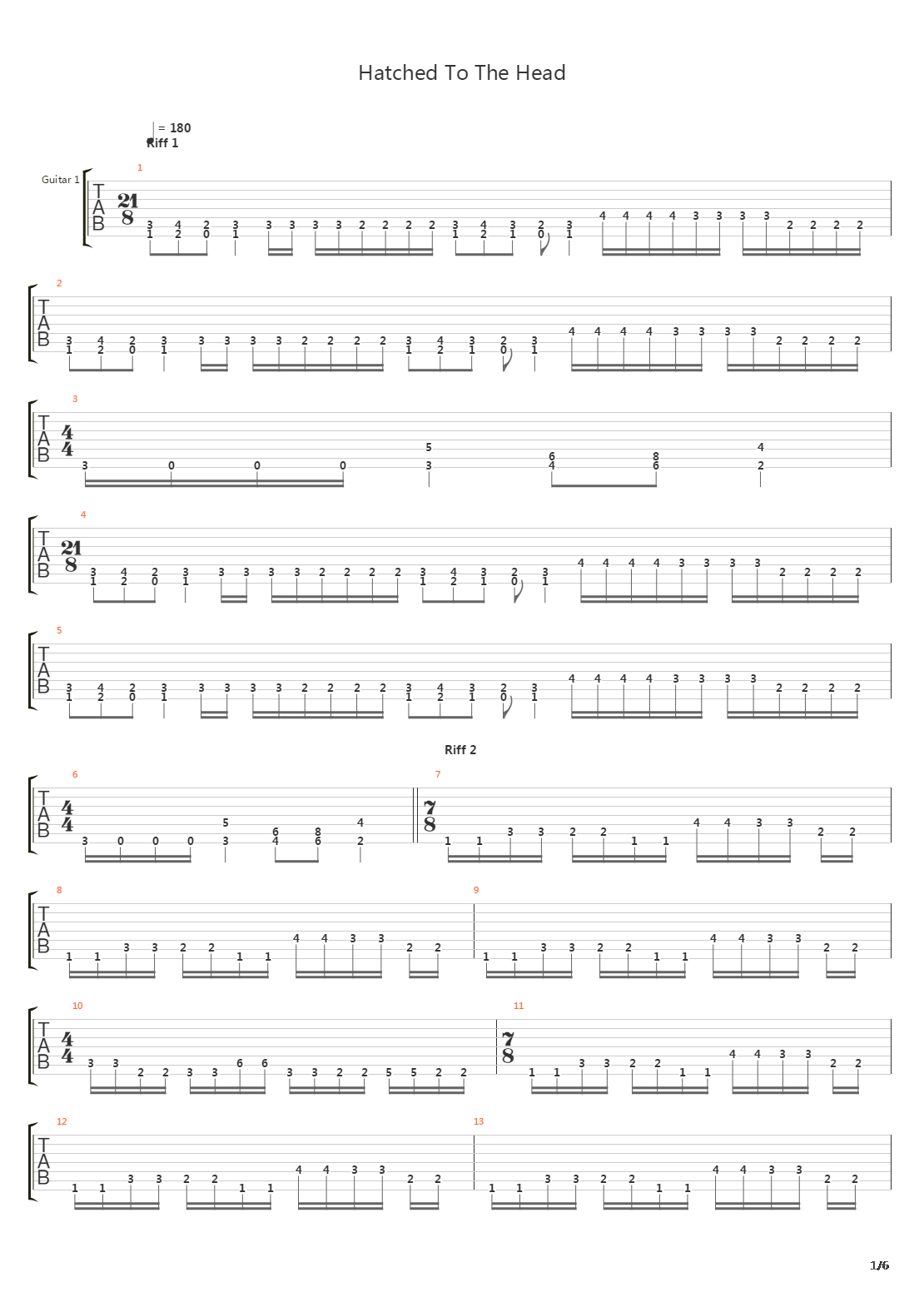 Hatched To The Head吉他谱