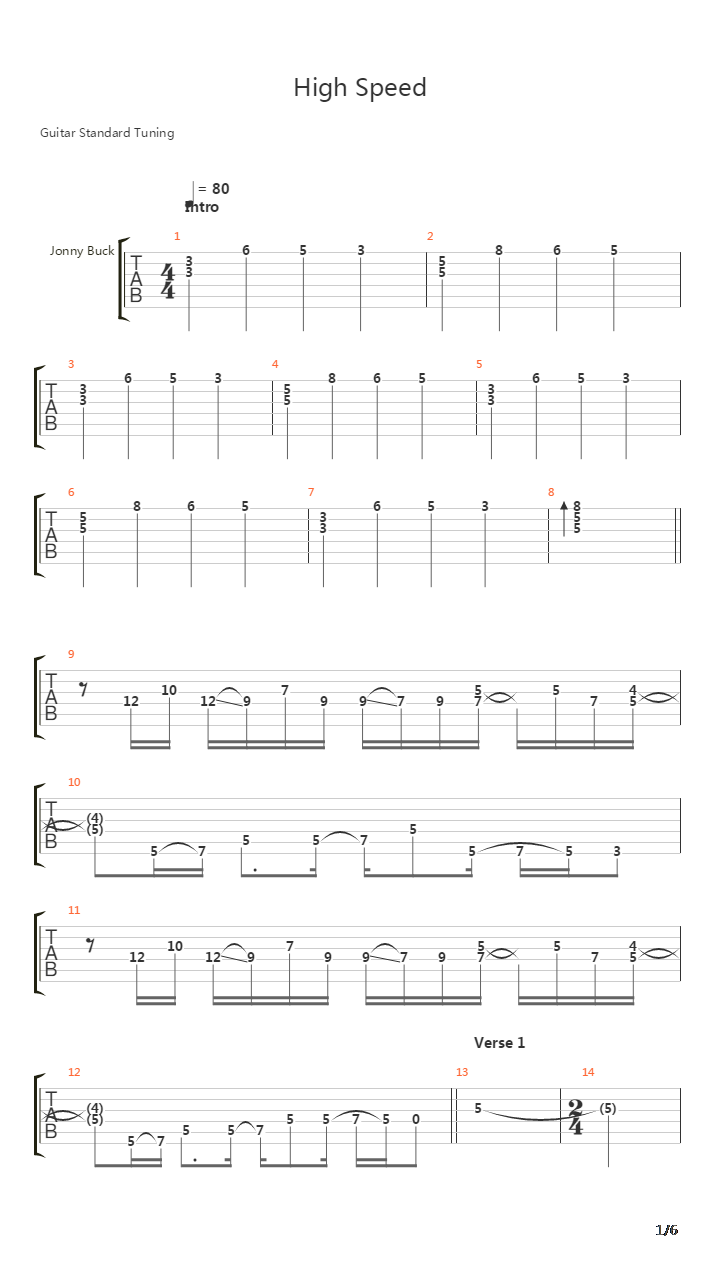 High Speed吉他谱