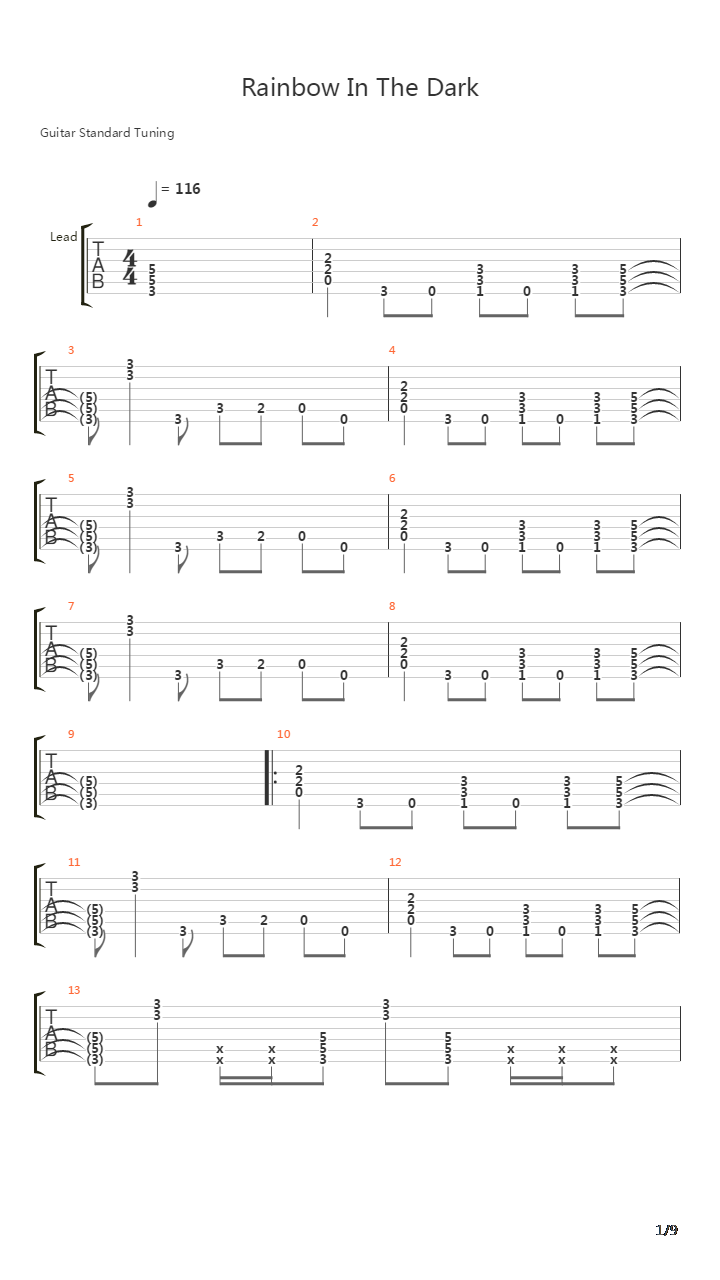 Rainbow In The Dark吉他谱