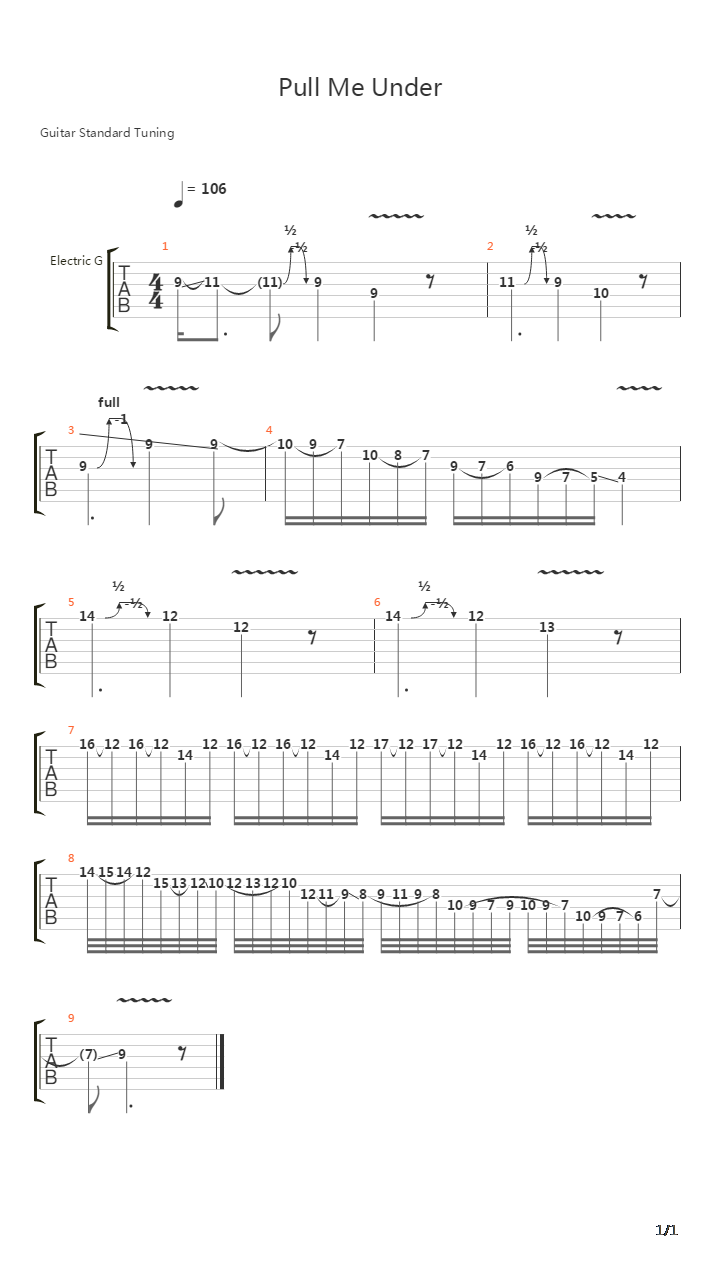 Pull Me Under吉他谱