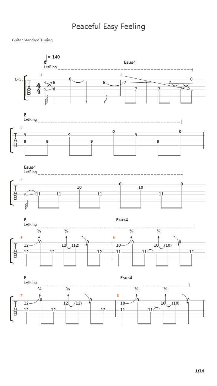 Peaceful Easy Feeling吉他谱