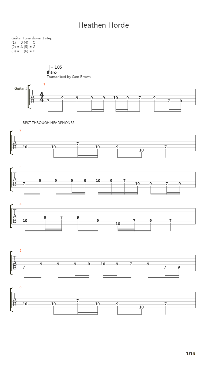 Heathen Horde吉他谱