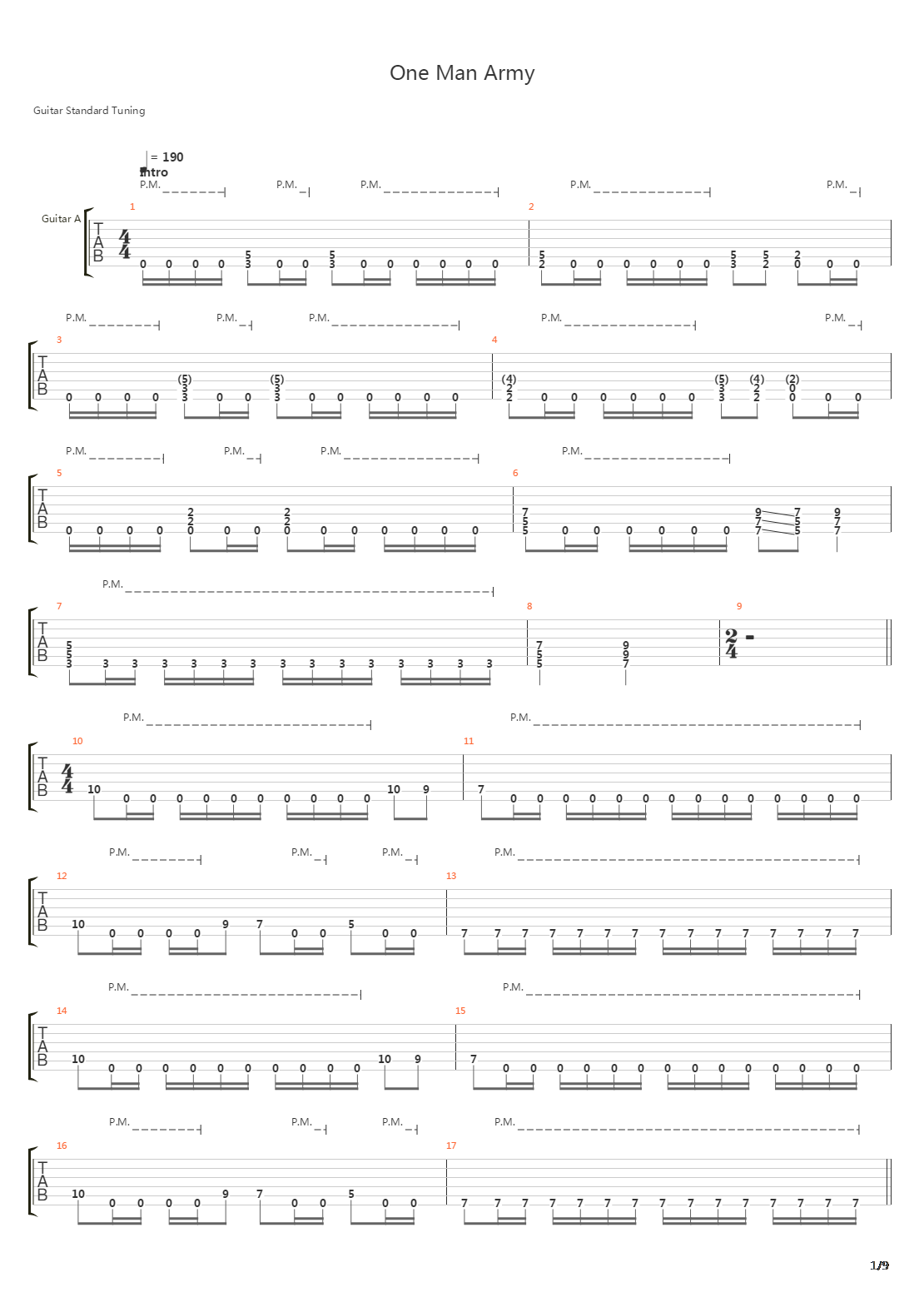 One Man Army吉他谱