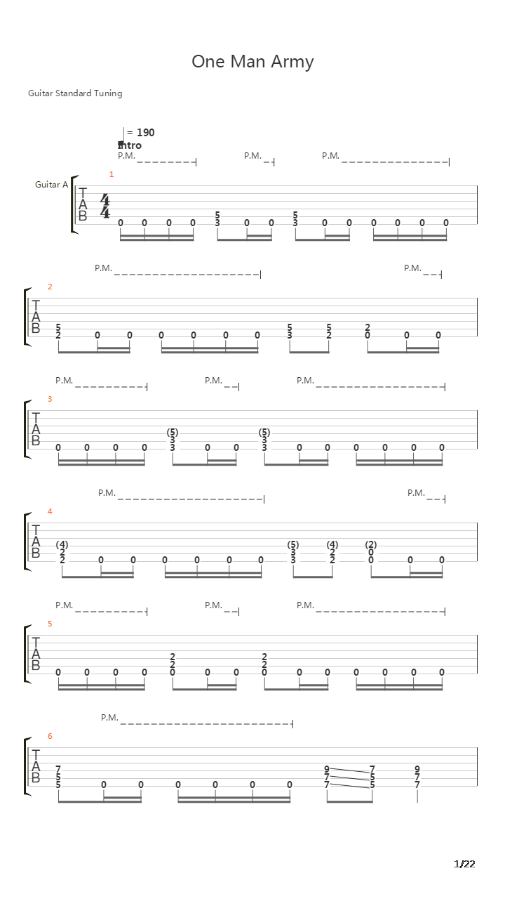 One Man Army吉他谱