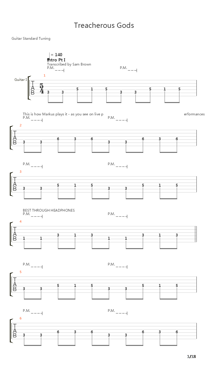 Treacherous Gods吉他谱