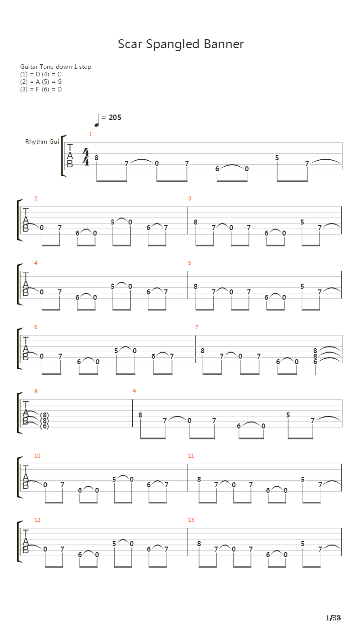 Scar Spangled Banner吉他谱