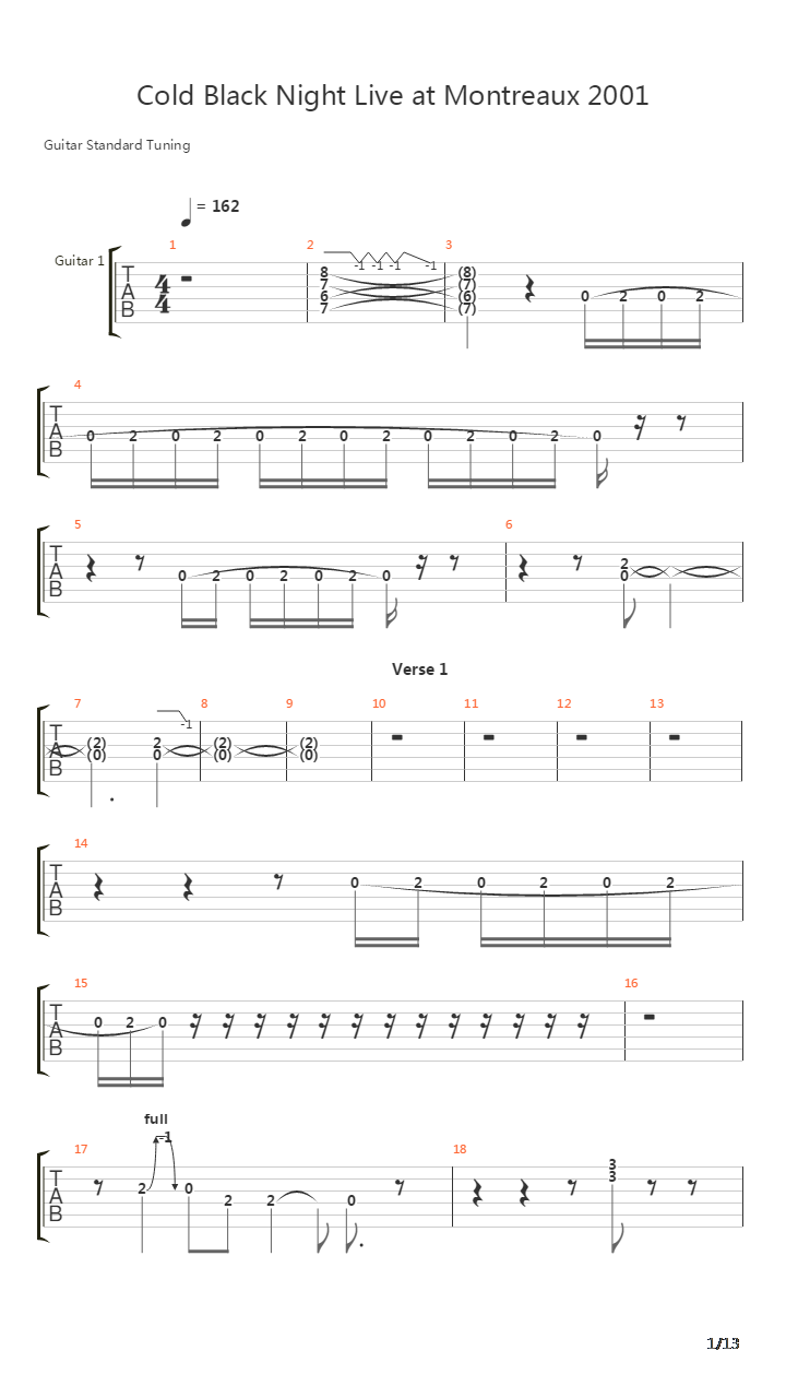 Cold Black Night Live吉他谱