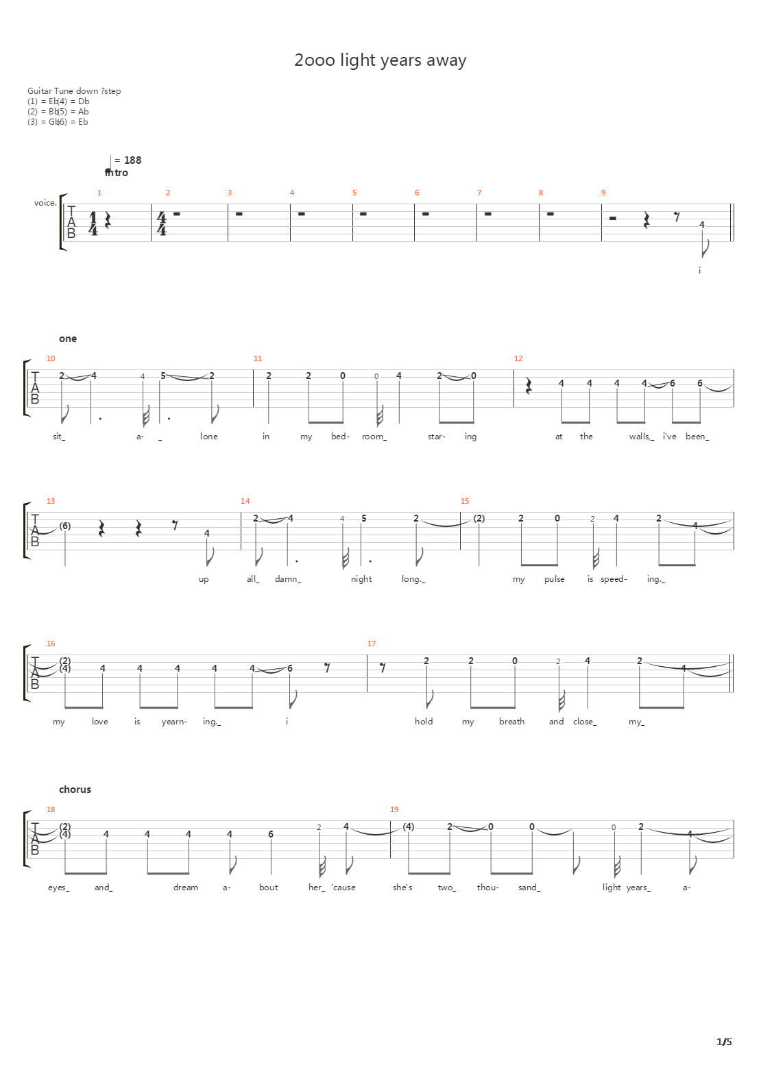 2000 Light Years Away吉他谱