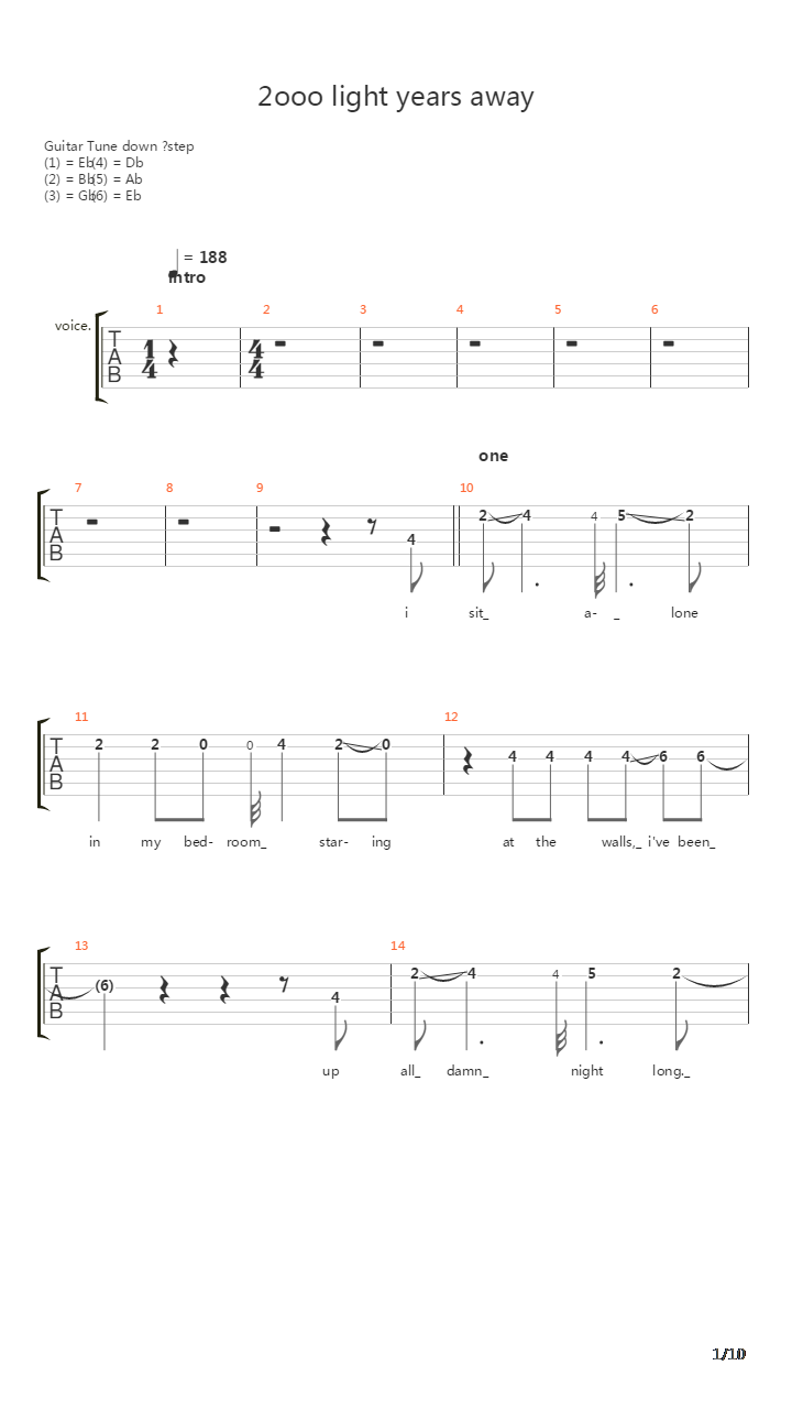2000 Light Years Away吉他谱
