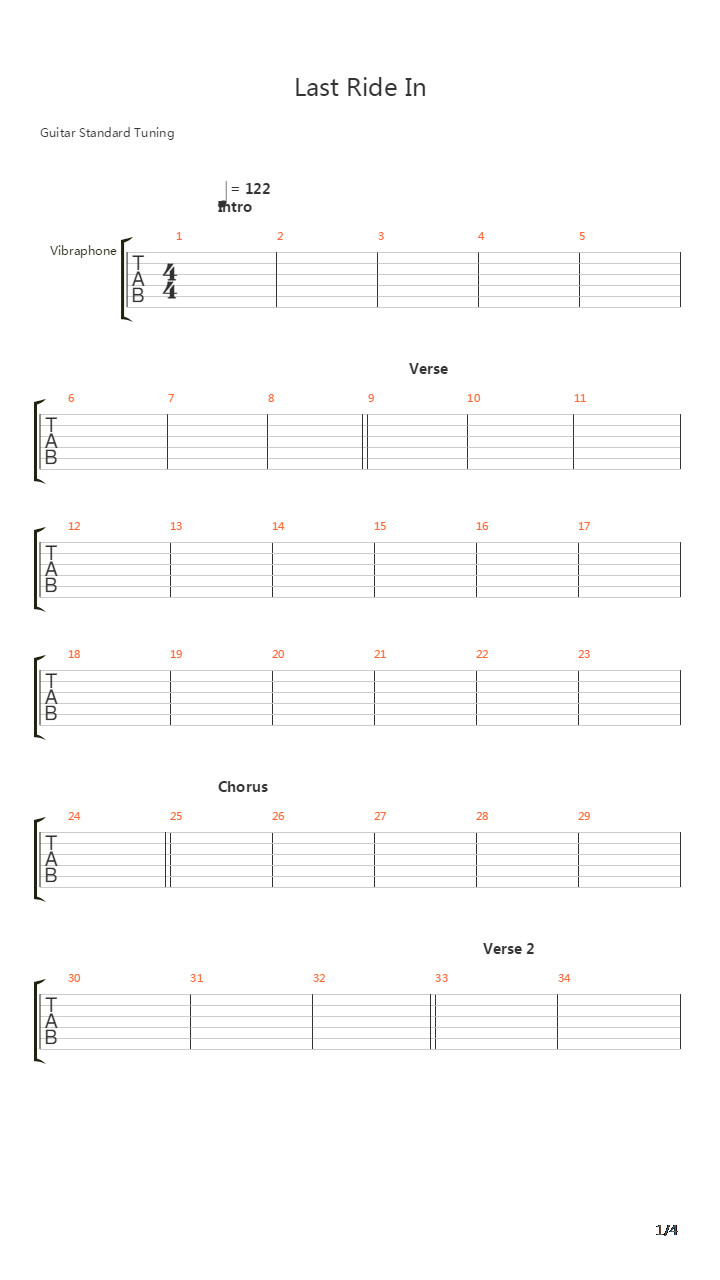 Last Ride In吉他谱