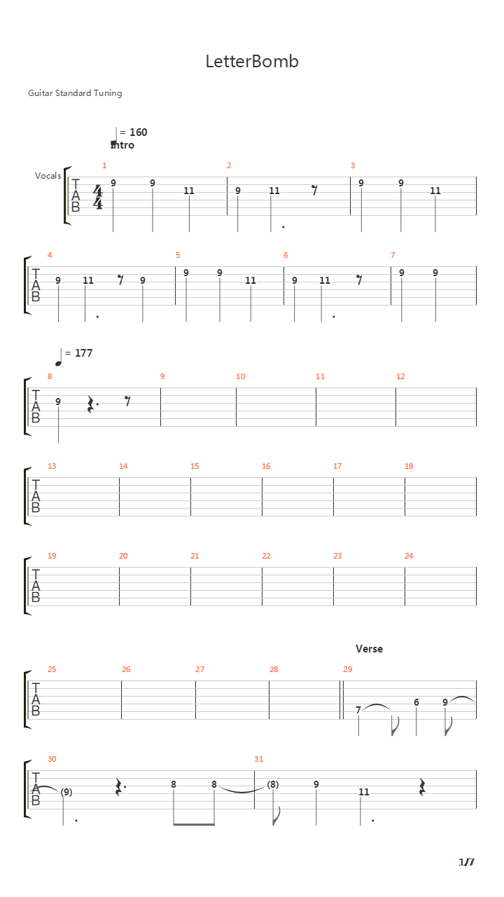 Letterbomb吉他谱
