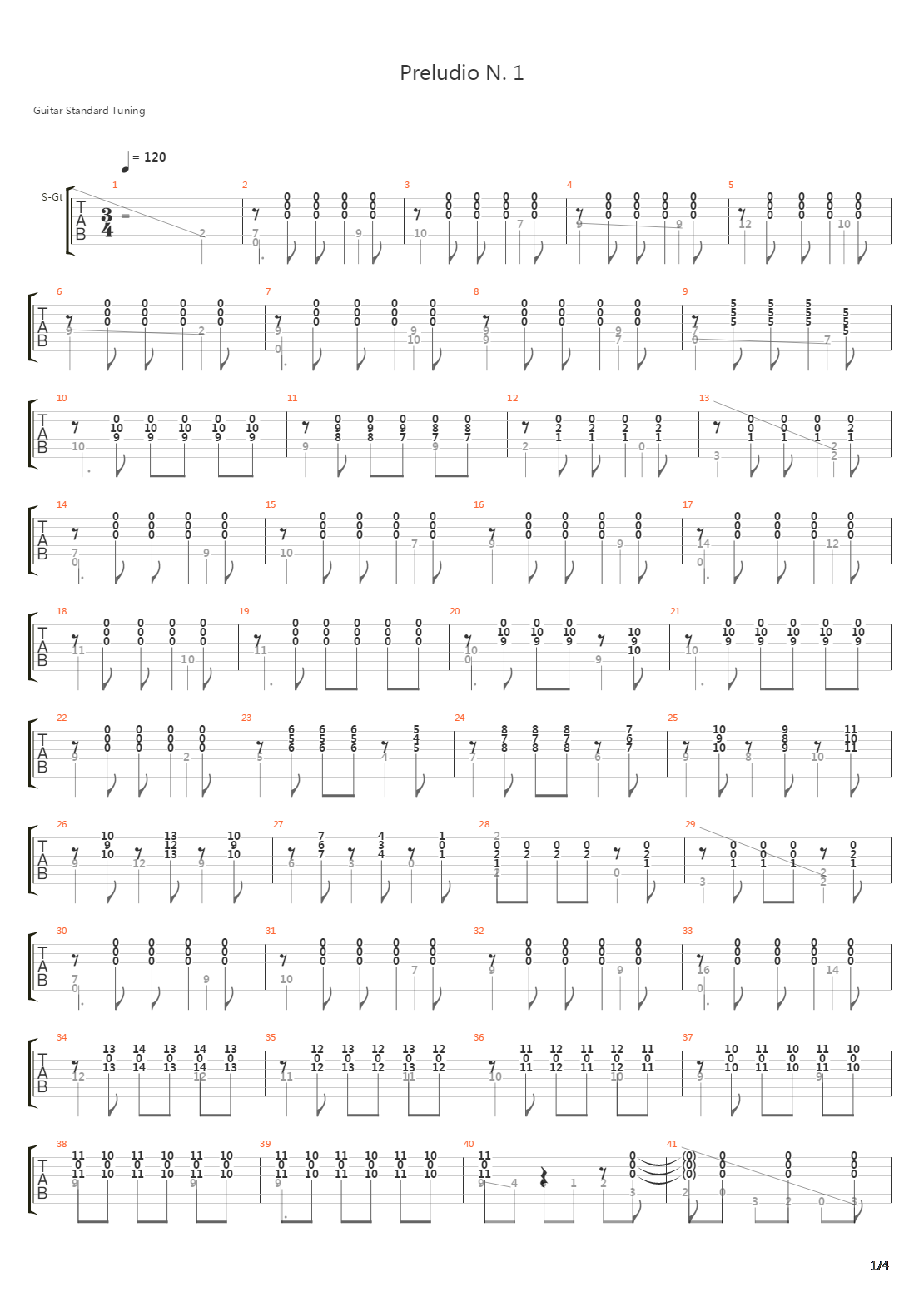 Prelude No 1吉他谱