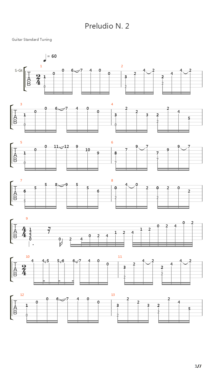 Prelude No 2吉他谱