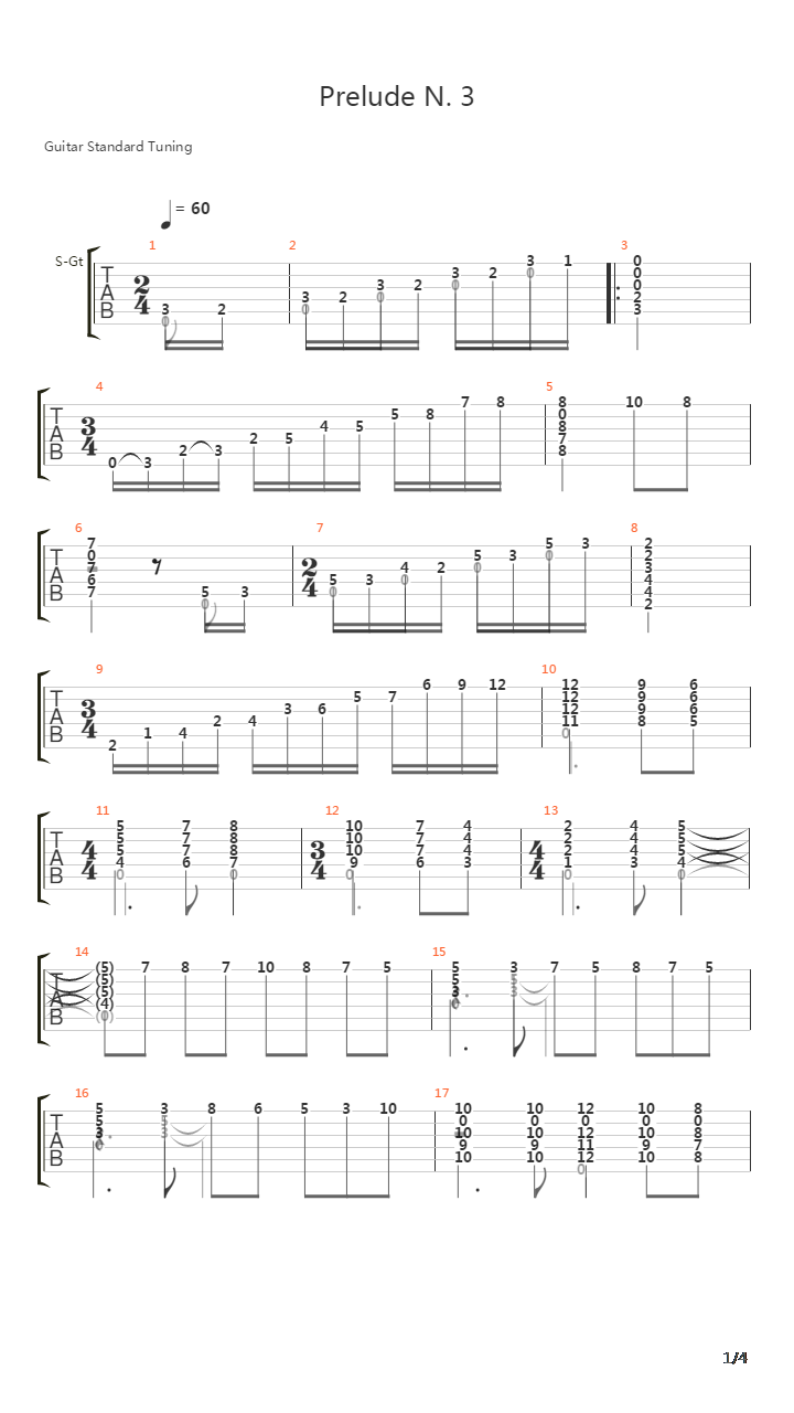 Prelude No 3吉他谱