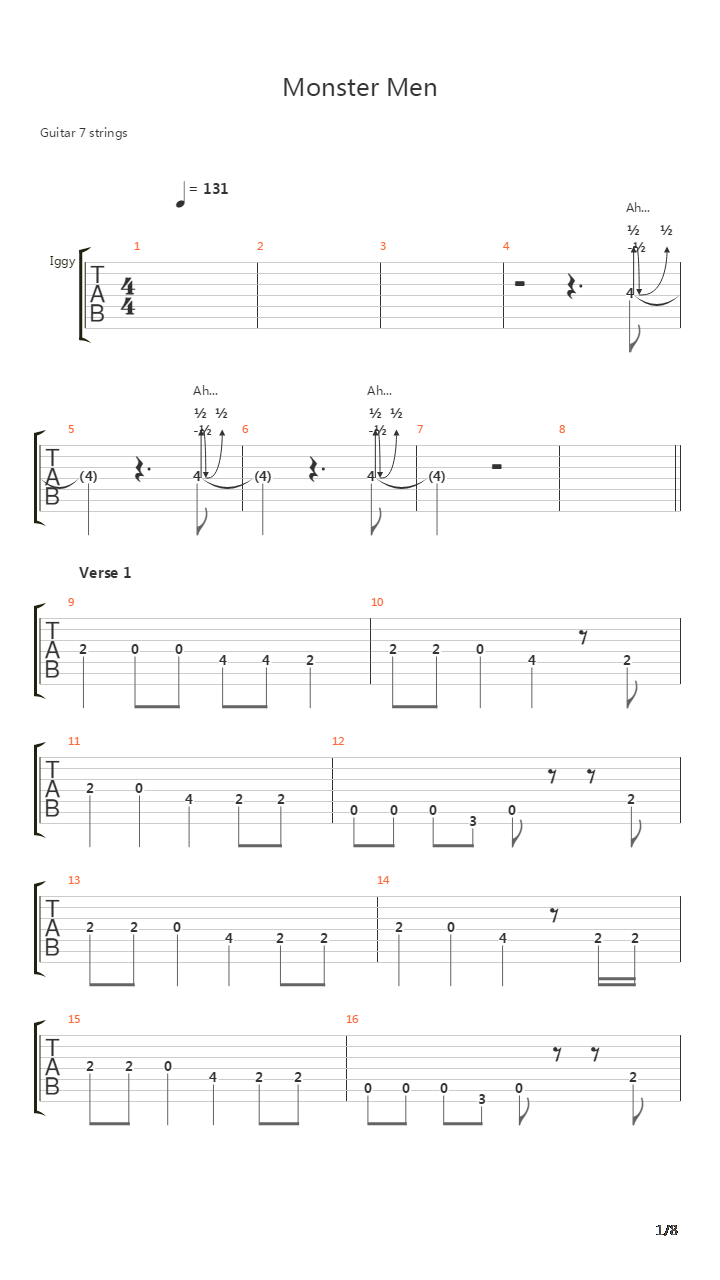 Monster Men吉他谱
