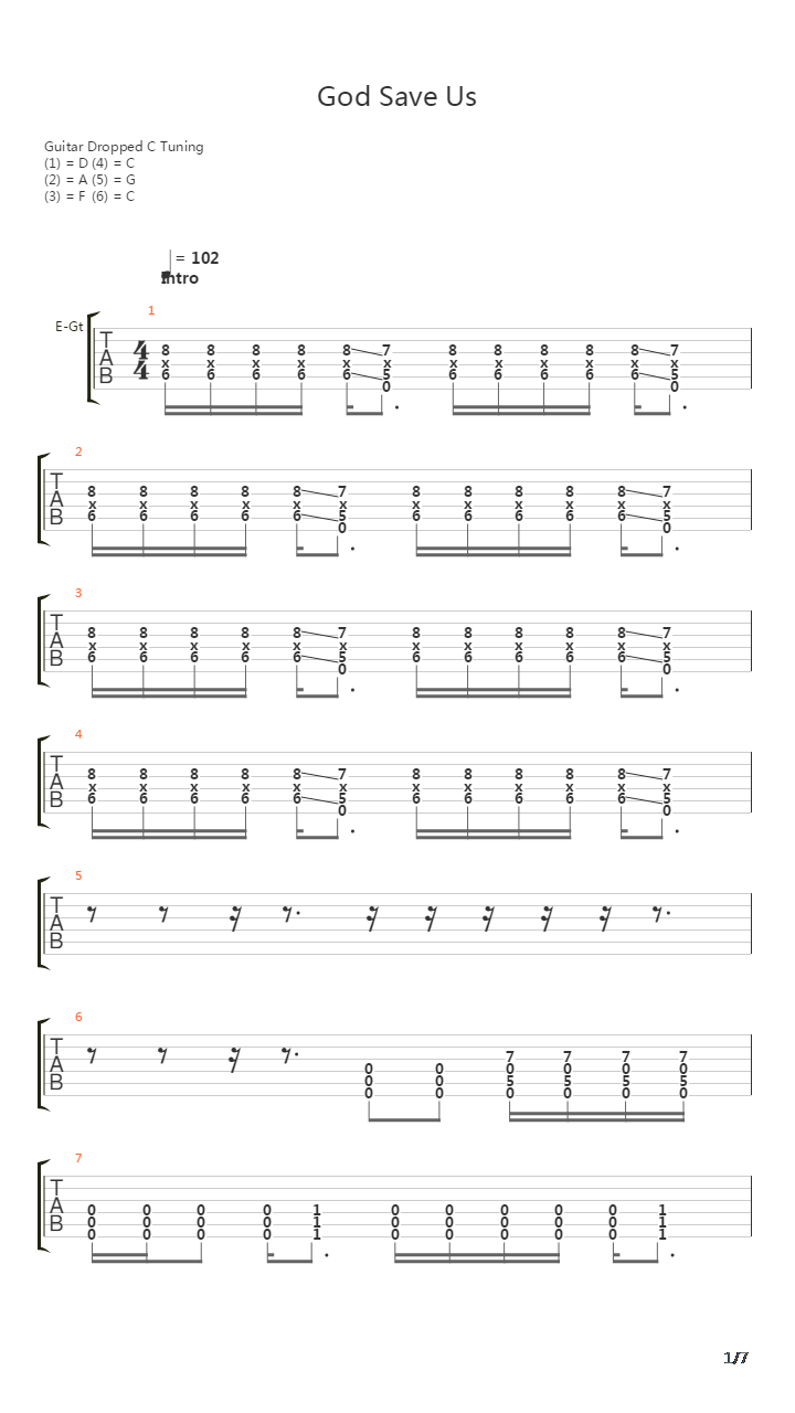 God Save Us吉他谱