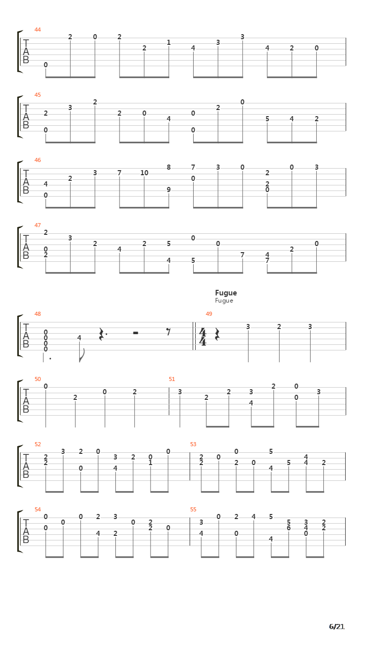 Prelude Fugue And Allegro In D吉他谱