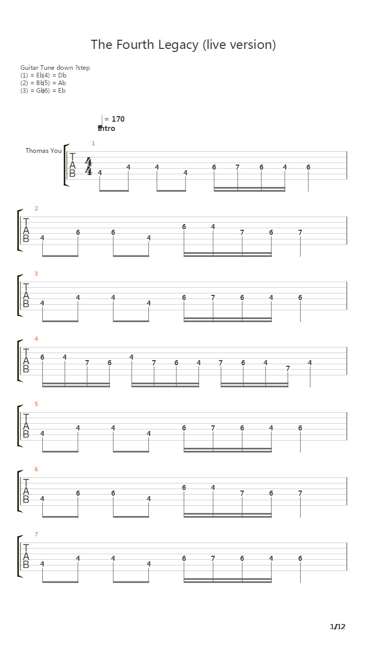 The Fourth Legacy吉他谱