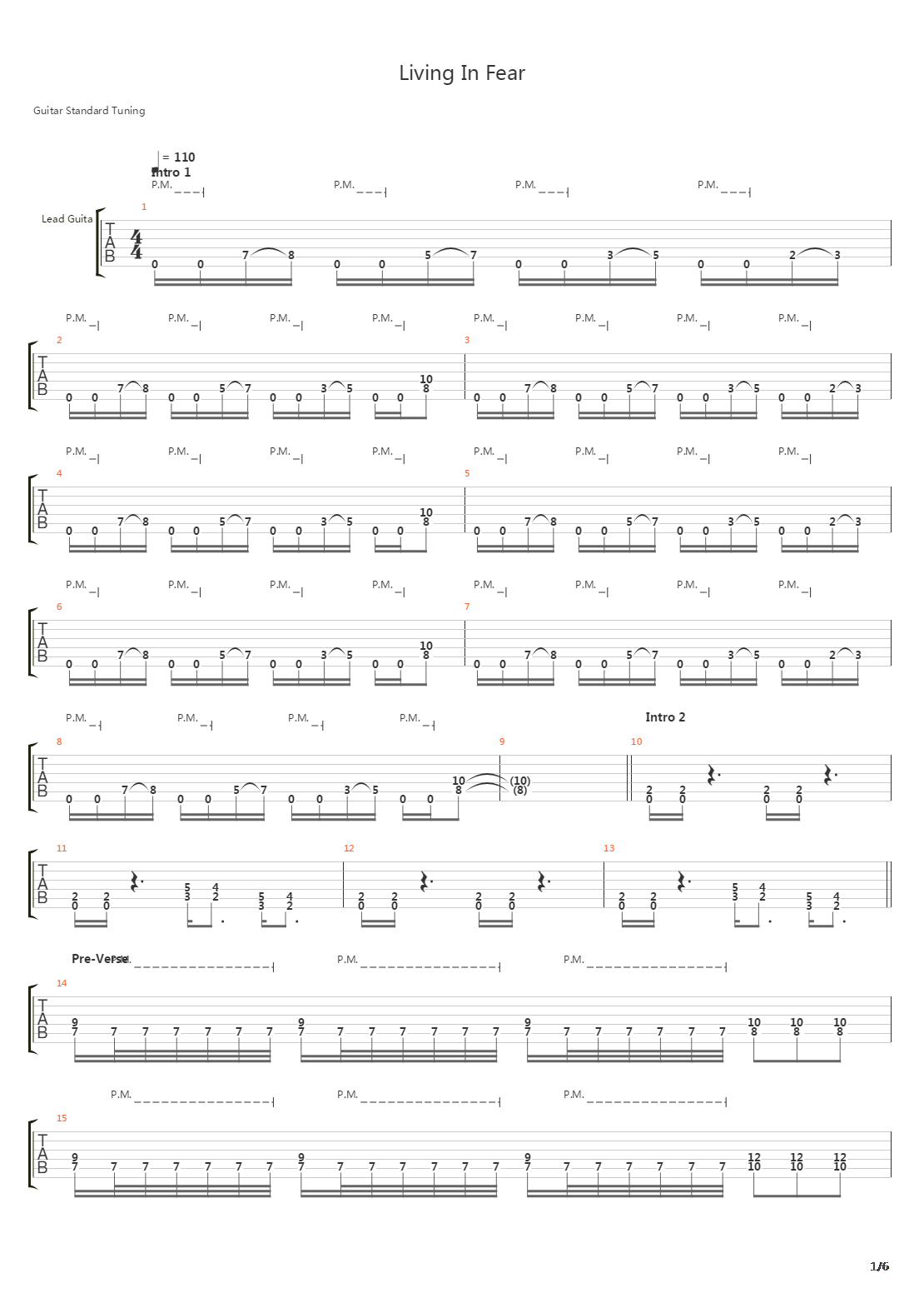 Living In Fear吉他谱