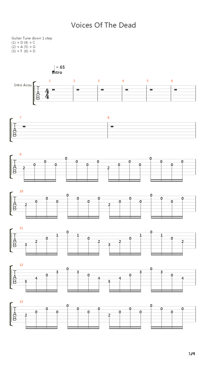 Voices Of The Dead Live吉他谱