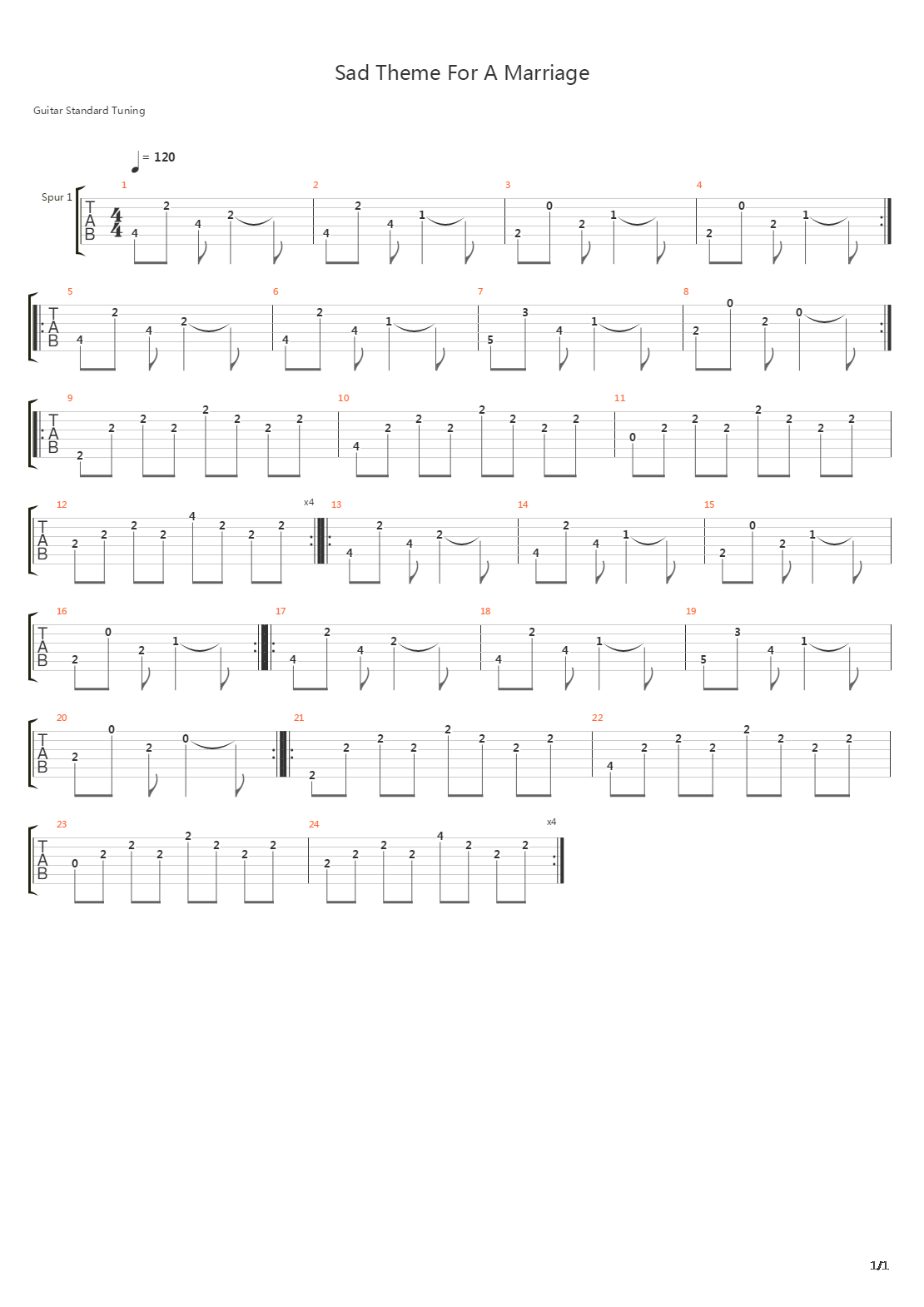 Sad Theme For A Marriage吉他谱