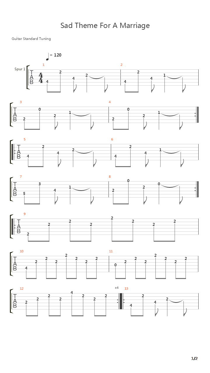 Sad Theme For A Marriage吉他谱