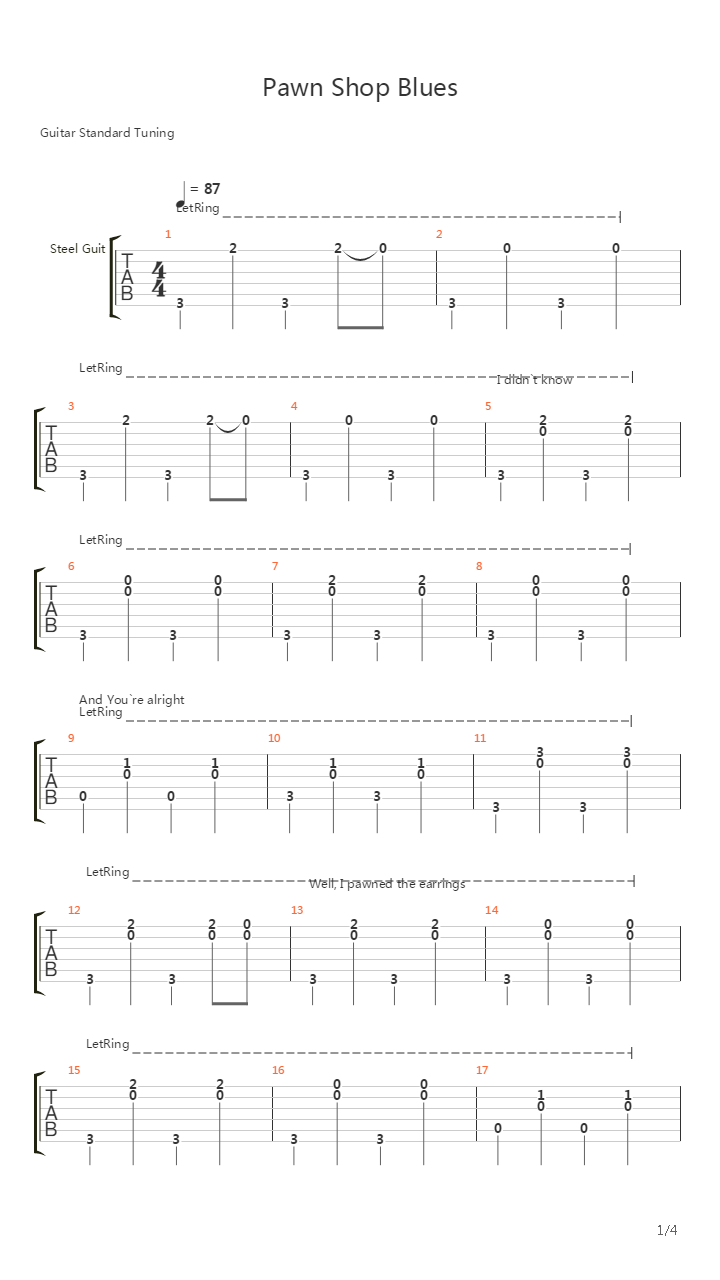 Pawn Shop Blues吉他谱