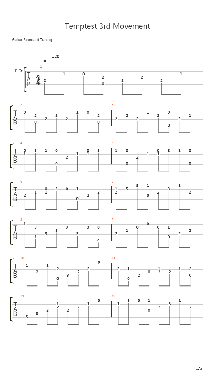 Temptest Sonata 3Rd Movement Intro吉他谱