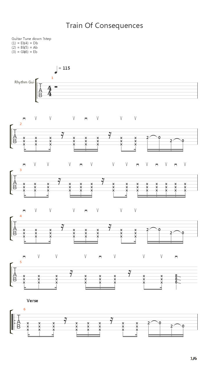 Train Of Consequences吉他谱