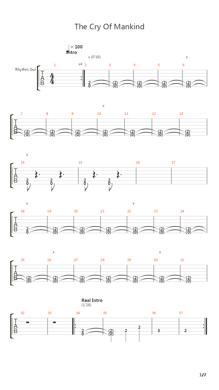 The Cry Of Mankind吉他谱