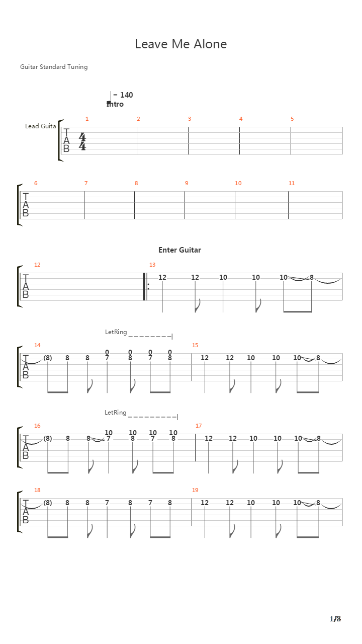 Leave Me Alone吉他谱