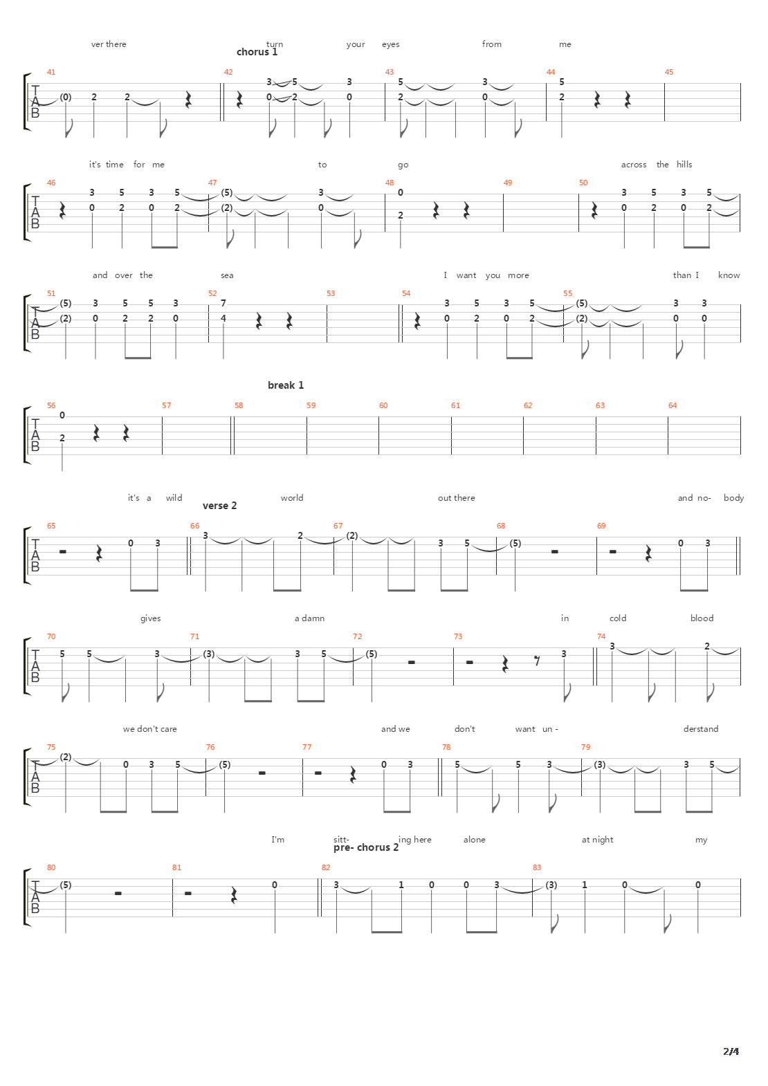 Turn吉他谱