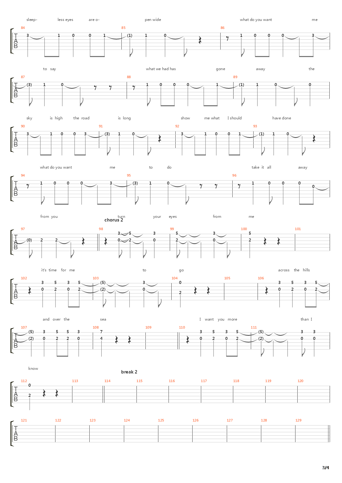 Turn吉他谱