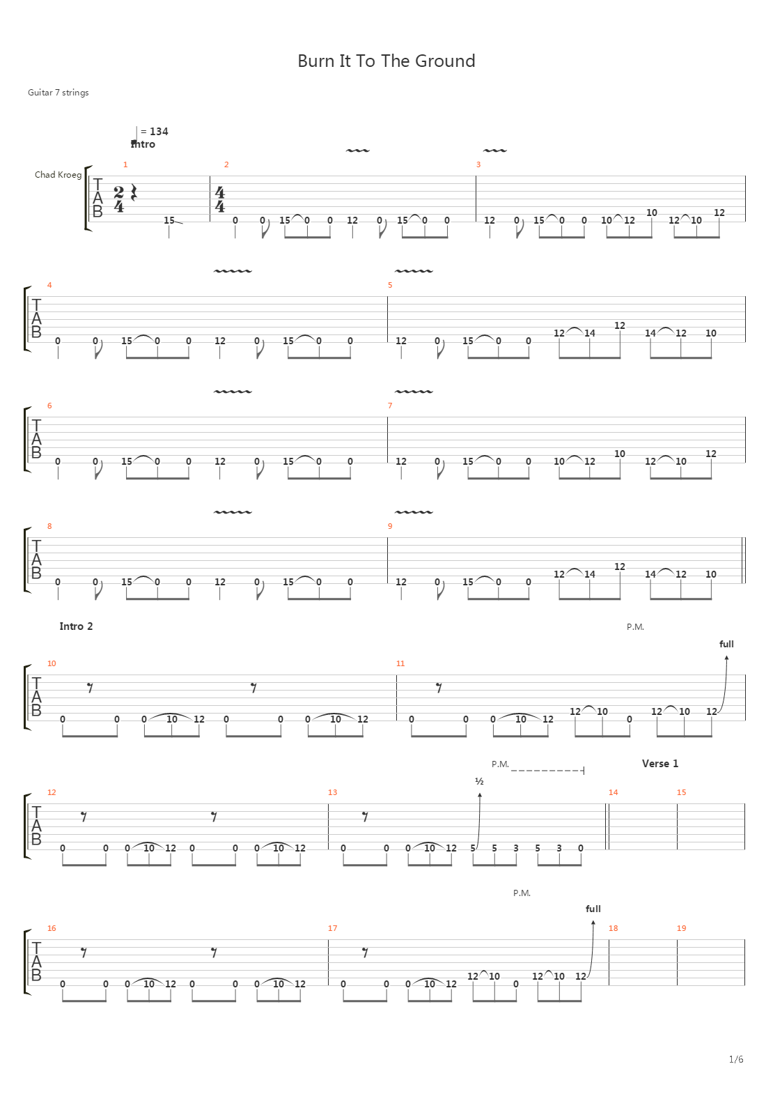 Burn It To The Ground吉他谱
