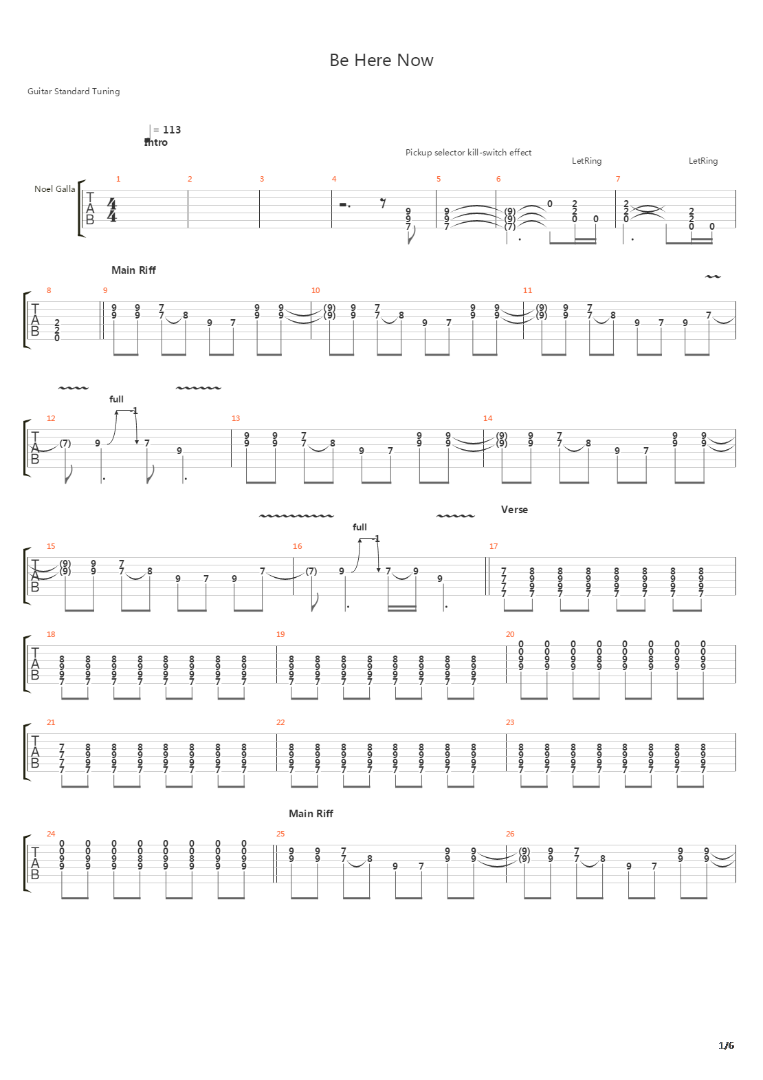 Be Here Now吉他谱