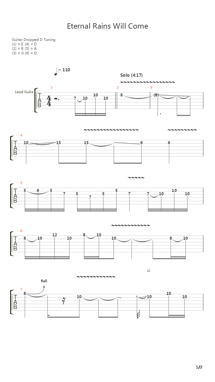 Eternal Rains Will Come吉他谱
