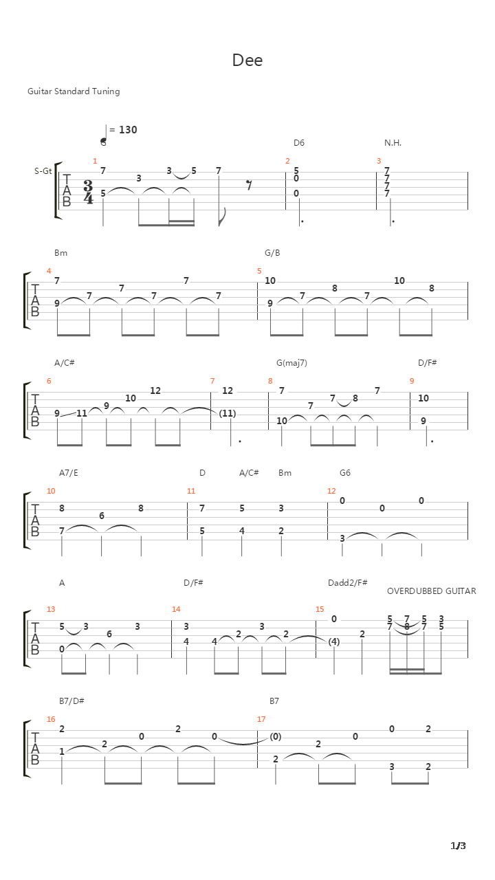 Dee吉他谱