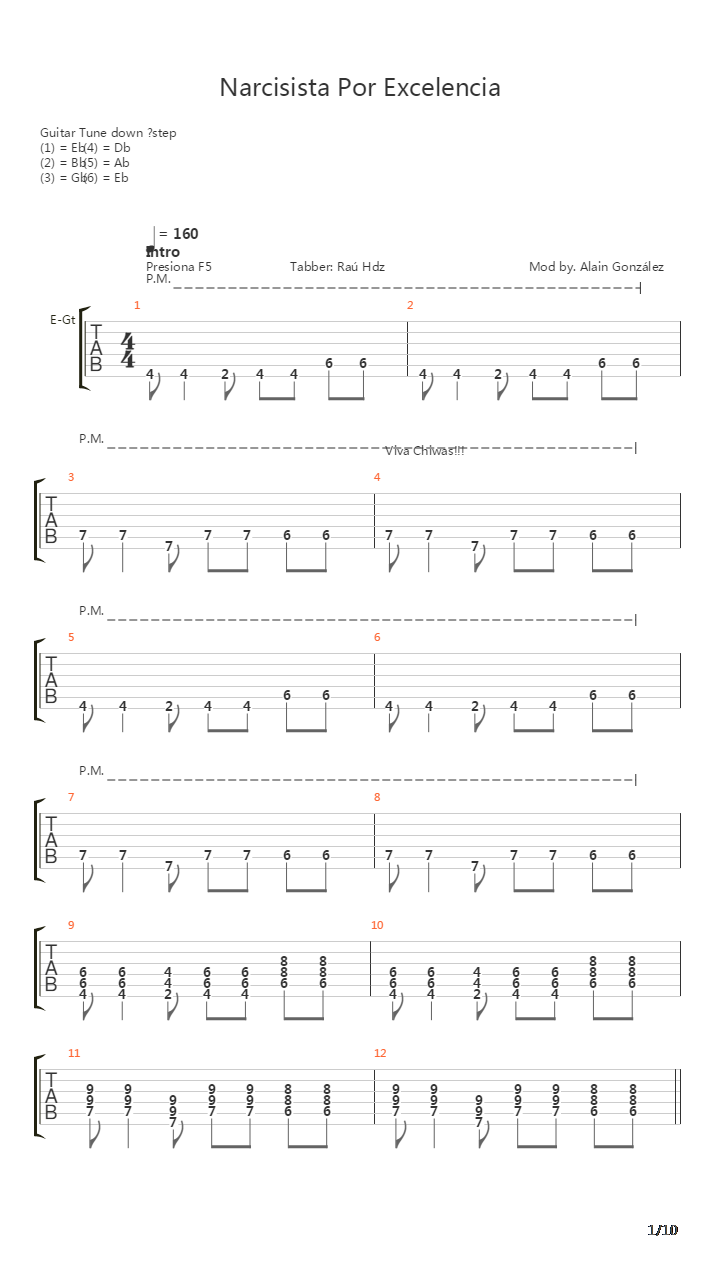 Narcisista Por Excelencia吉他谱