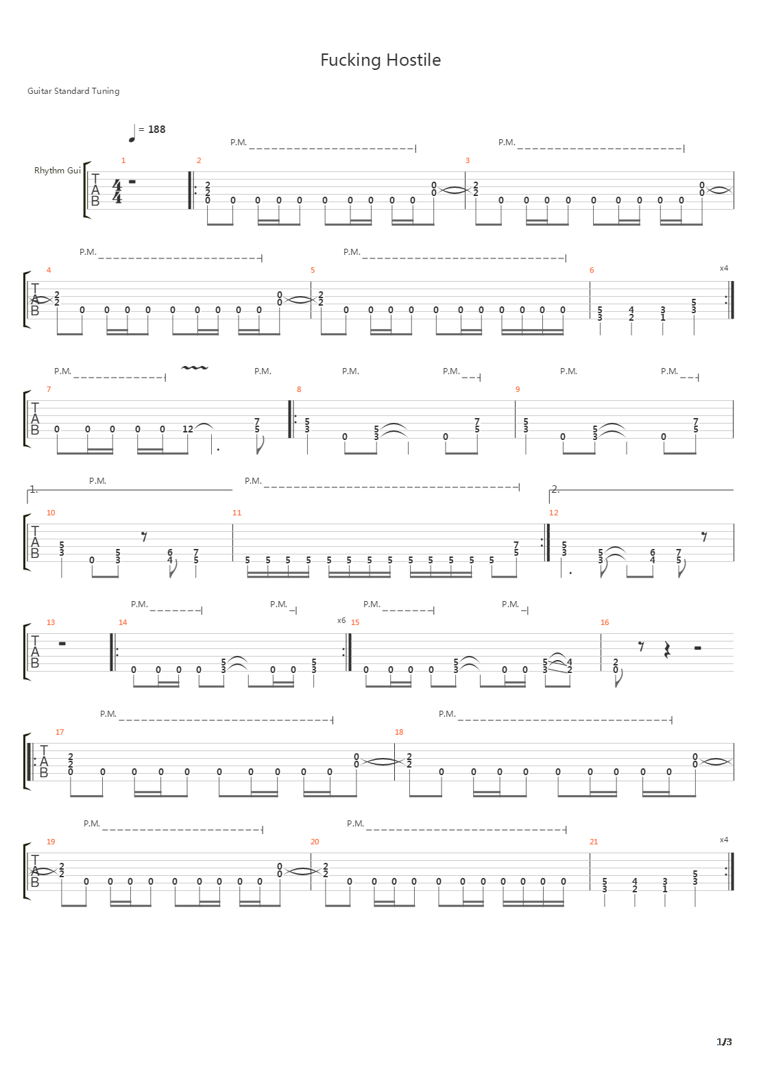 Fucking Hostile吉他谱