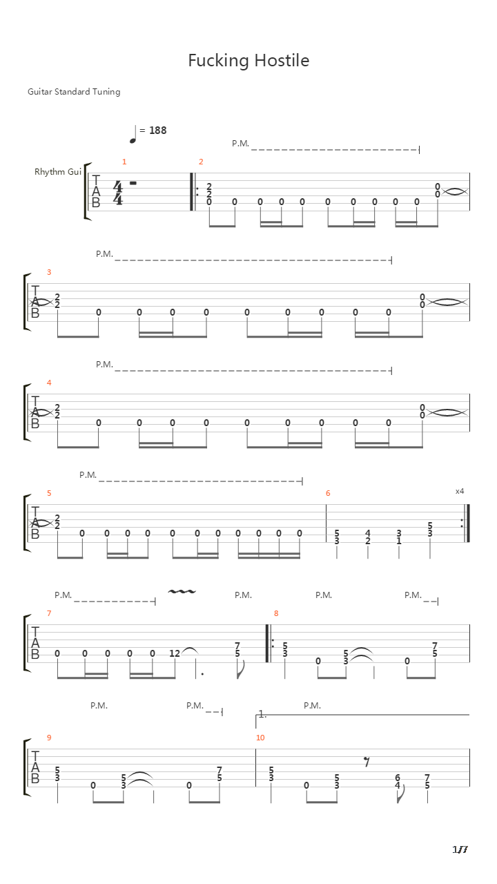 Fucking Hostile吉他谱