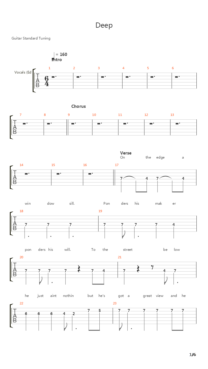 Deep吉他谱