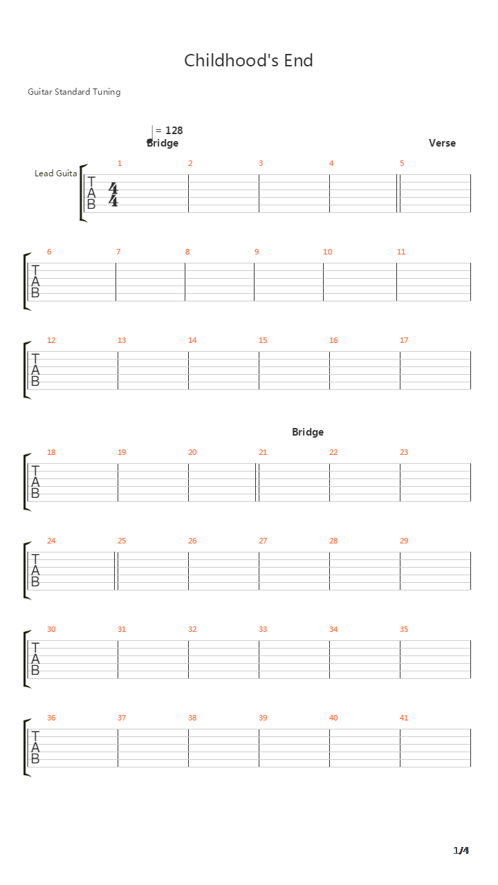 Childhoods End吉他谱
