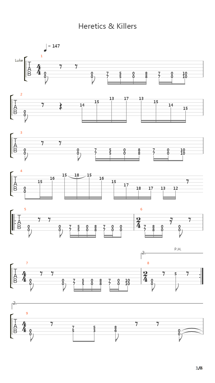 Heretics And Killers吉他谱