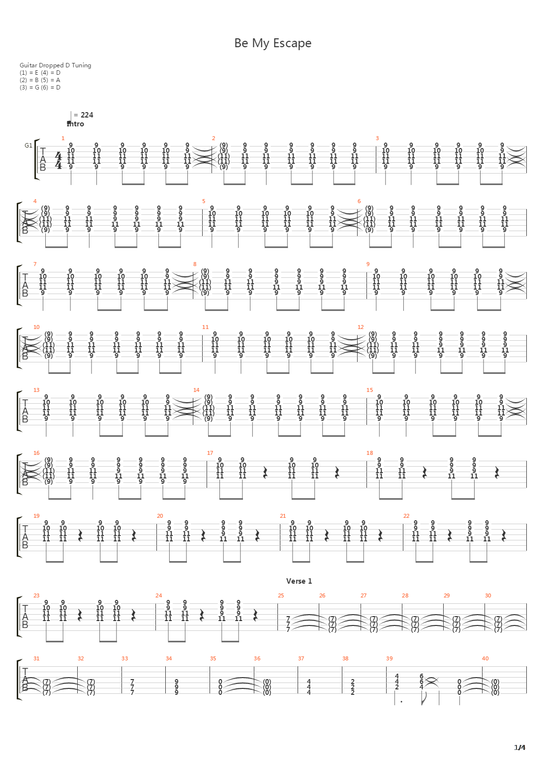 Be My Escape吉他谱