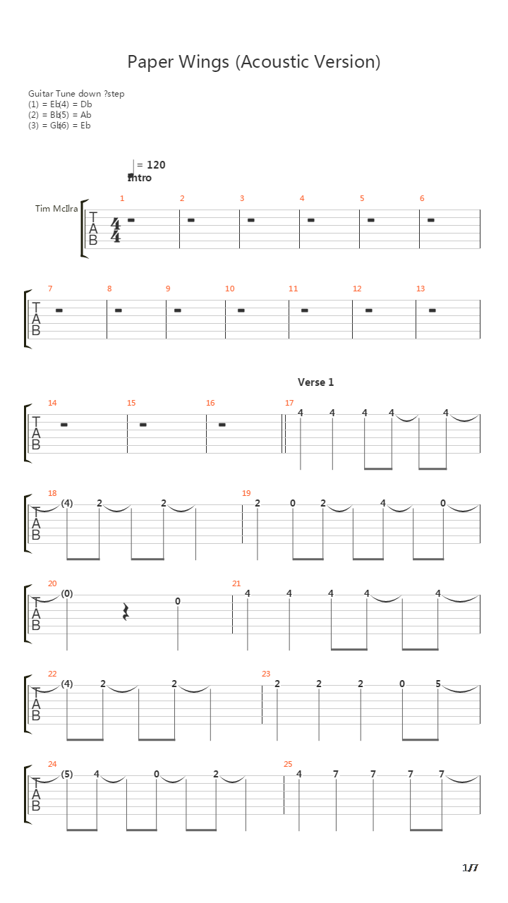 Paper Wings吉他谱