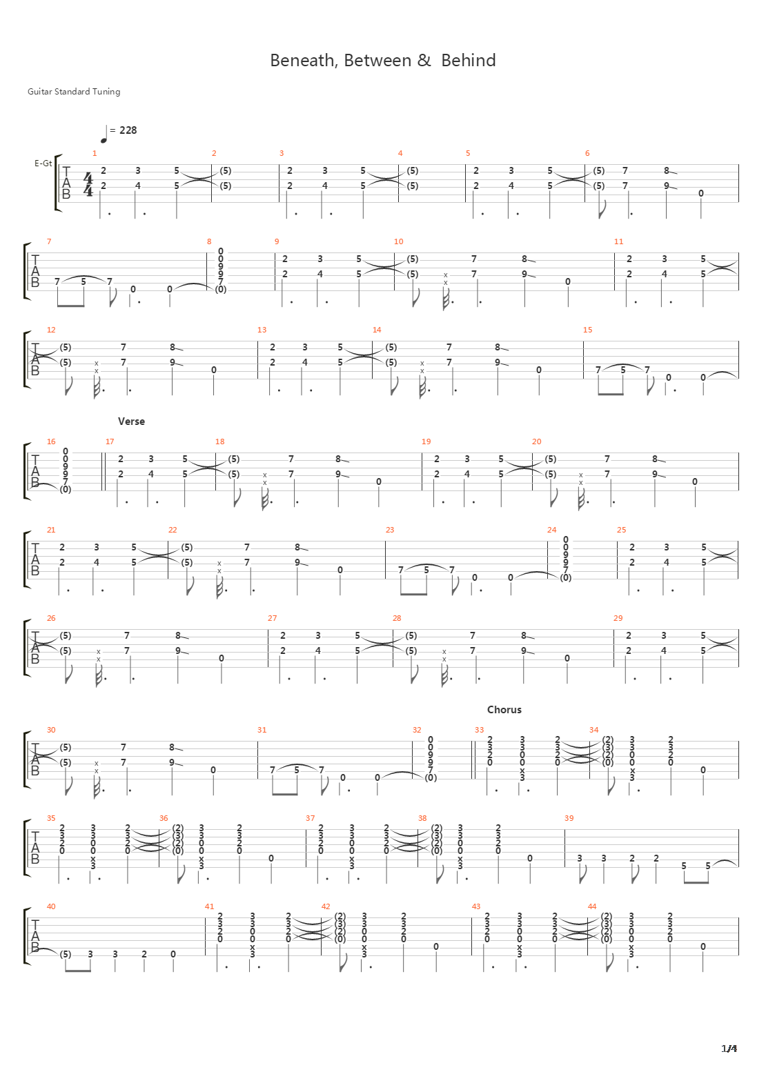 Beneath Between Behind吉他谱
