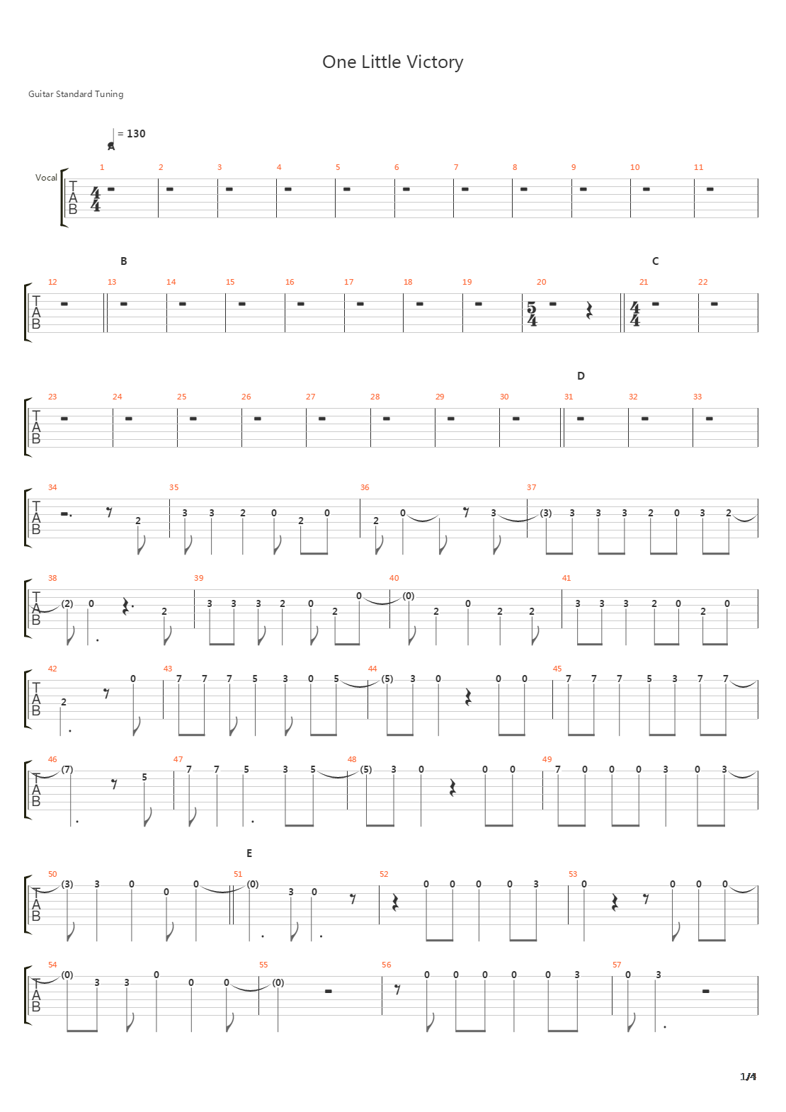 One Little Victory吉他谱